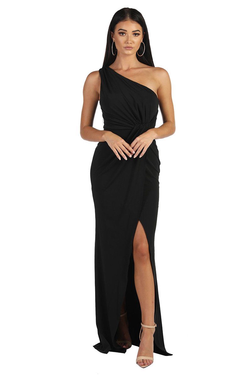 TERI JON 239053 - One Shoulder With Bow Jacquard Column Gown – Madeline's  Boutique